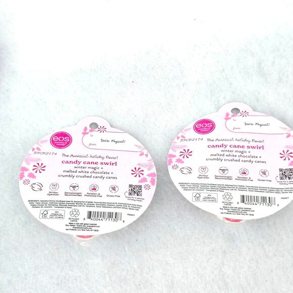 EOS Candy Cane Swirl Lip Balm 0.25 oz. Set of 2 Christmas Limited Edition New - Picture 4 of 5